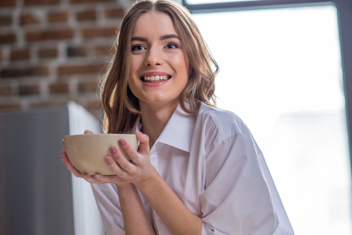 woman holding a bowl
