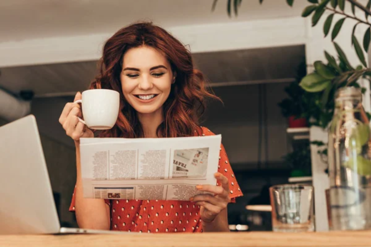 Woman Coffee Computer