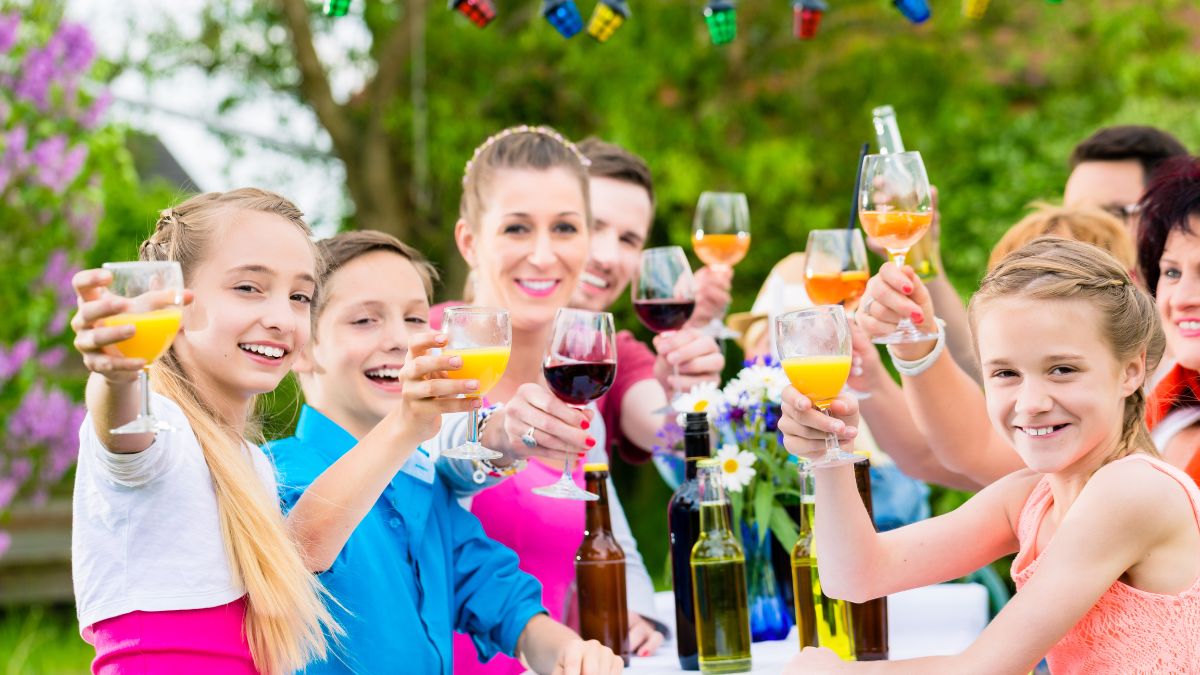 family toasting