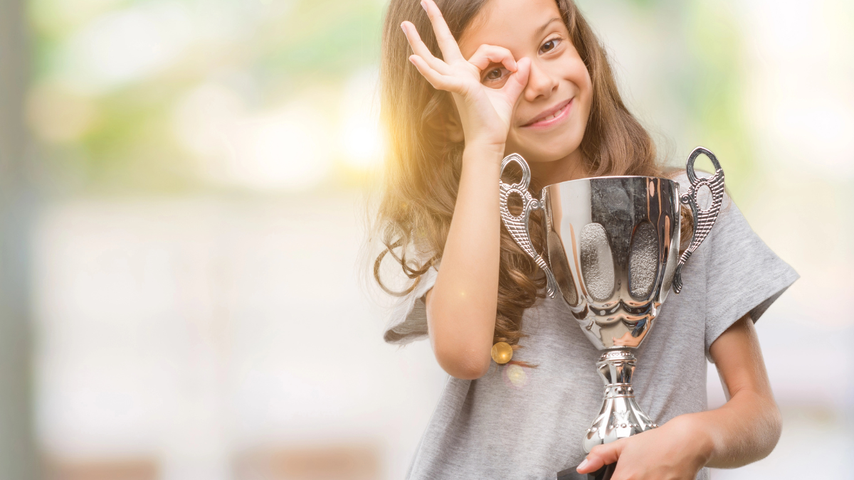 girl with trophy