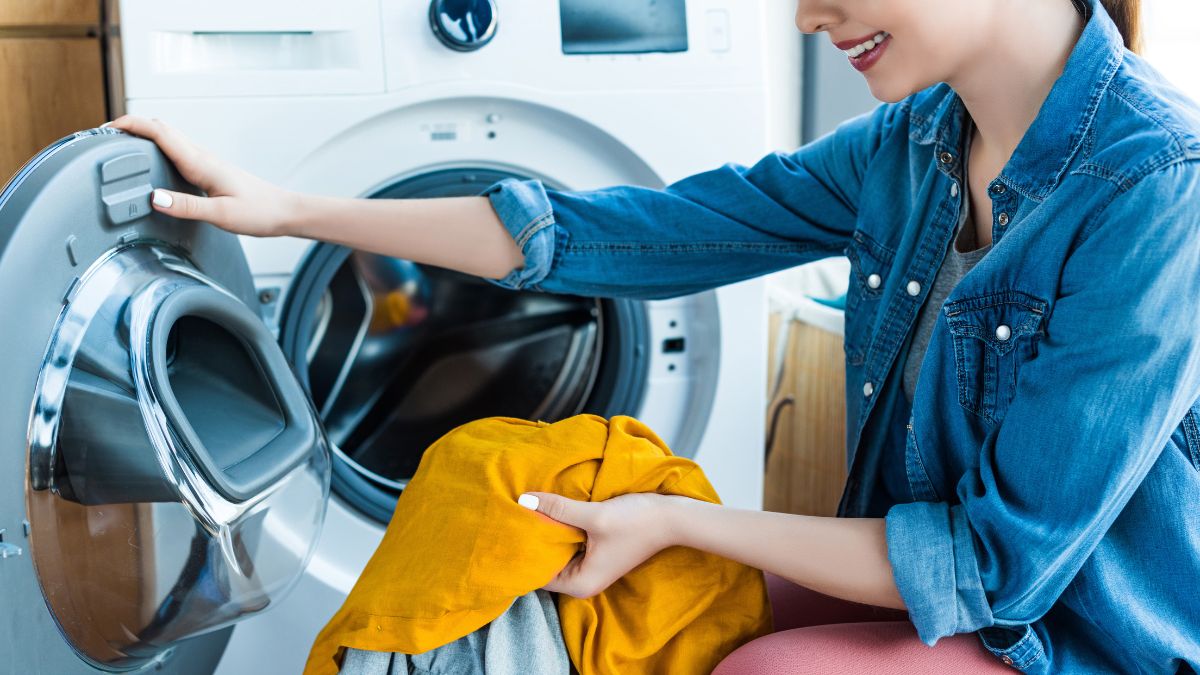 woman doing laundry
