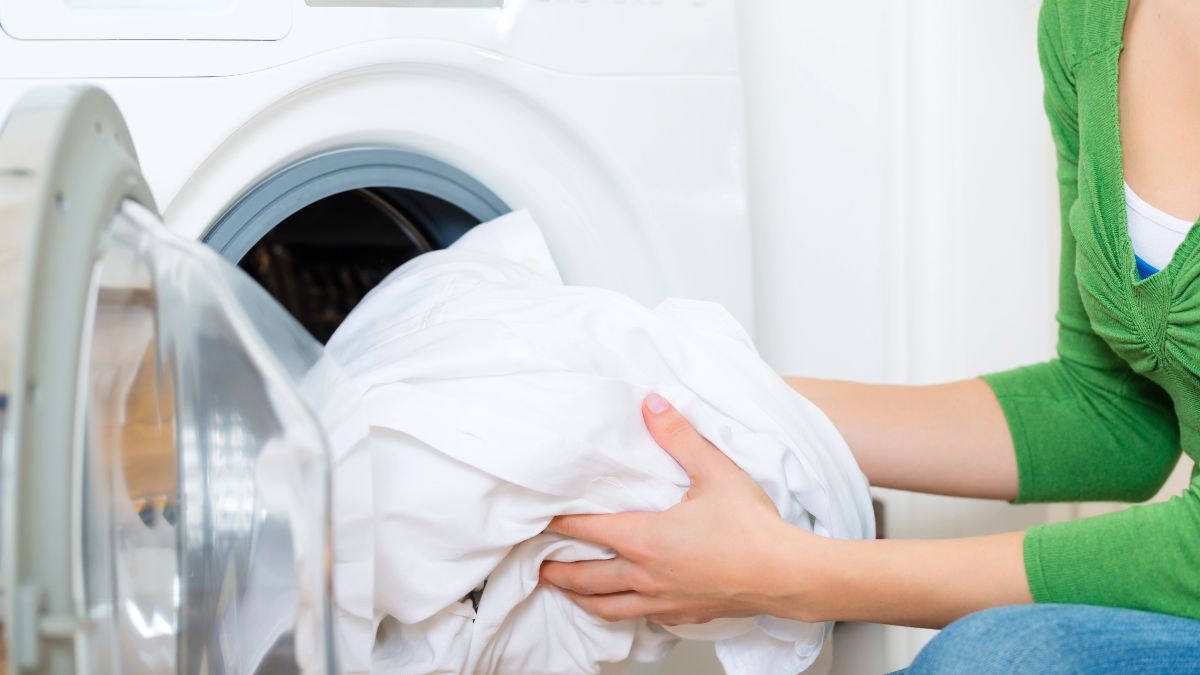 woman using dryer