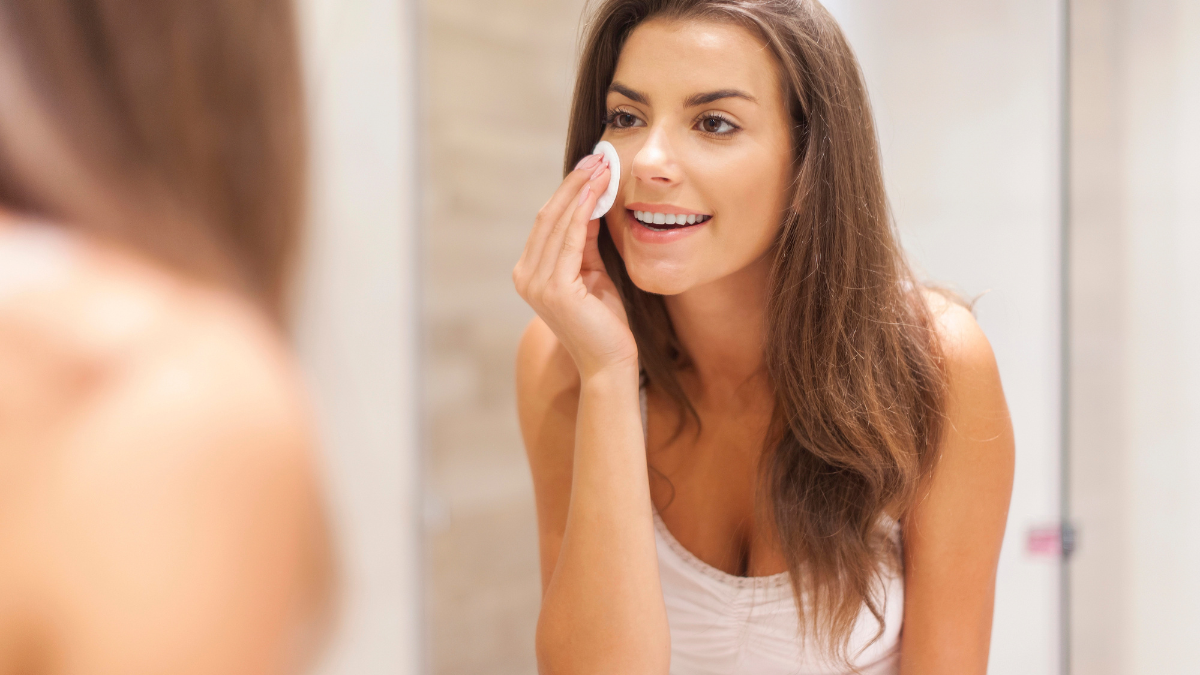 woman washing face