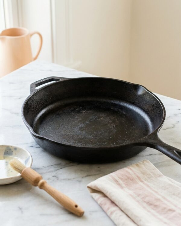 Why does my cast iron pan smell weird after seasoning it?