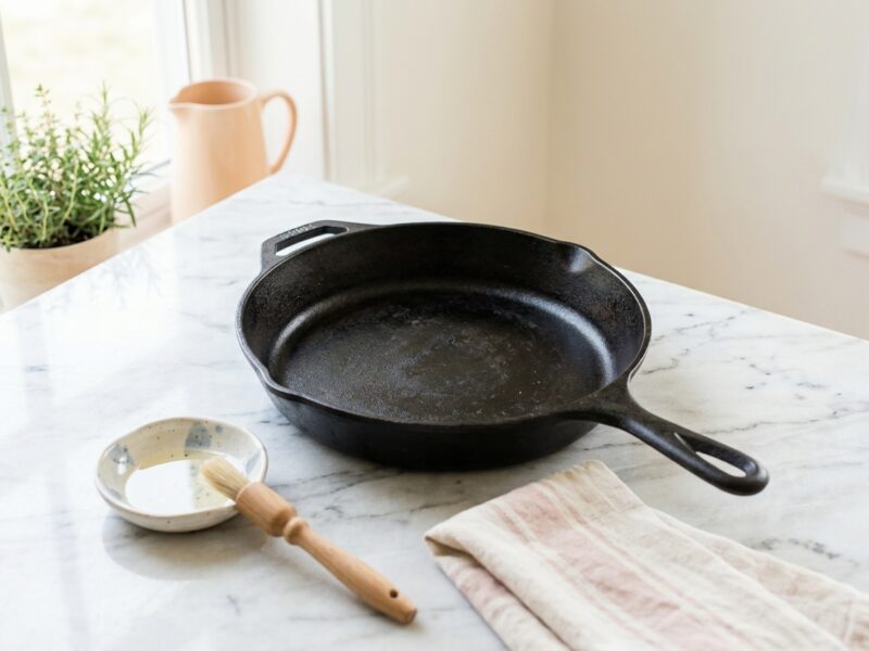 Why does my cast iron pan smell weird after seasoning it?
