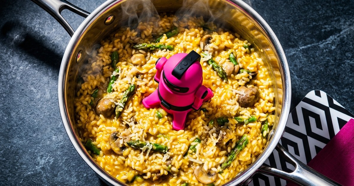 This automatic pan stirrer actually works while you walk away from the stove