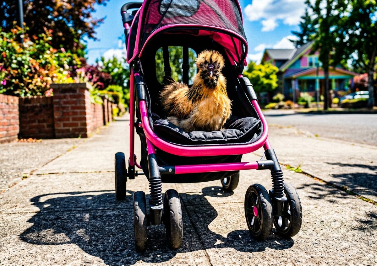 Yes, chicken strollers are a real thing — and honestly, I want one