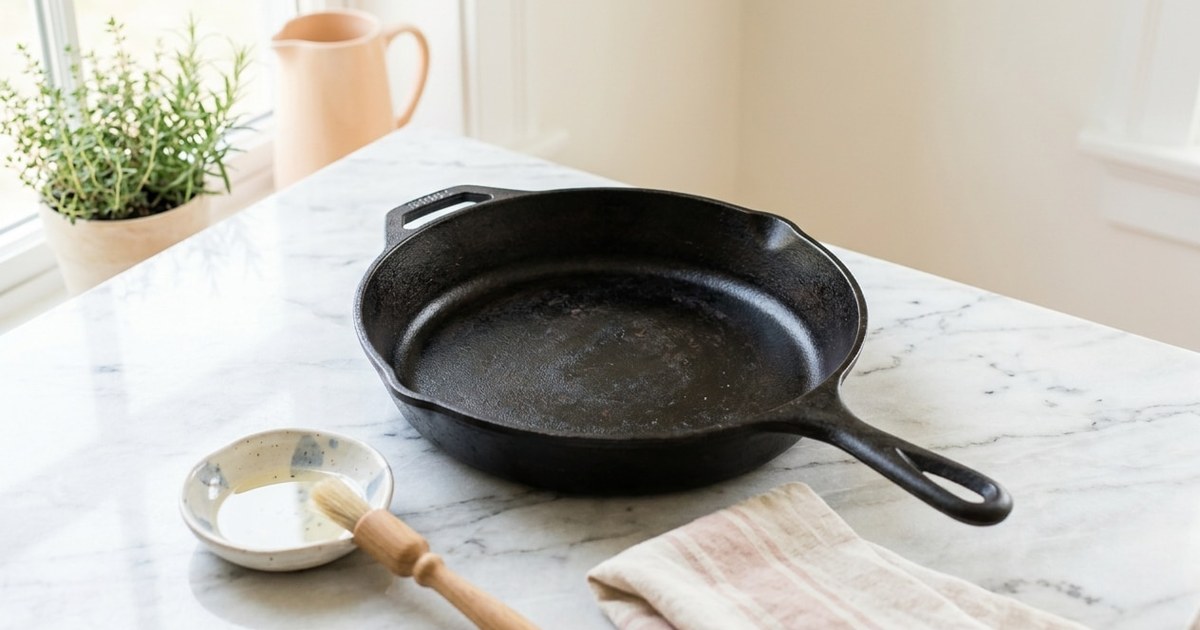 Why does my cast iron pan smell weird after seasoning it?
