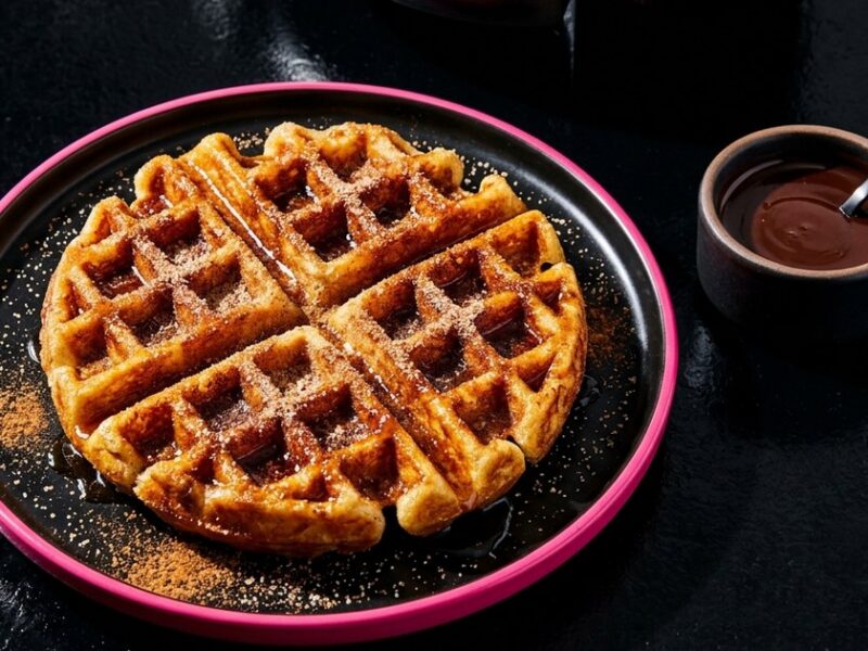 This churro waffle maker makes crispy cinnamon waffles in under 5 minutes