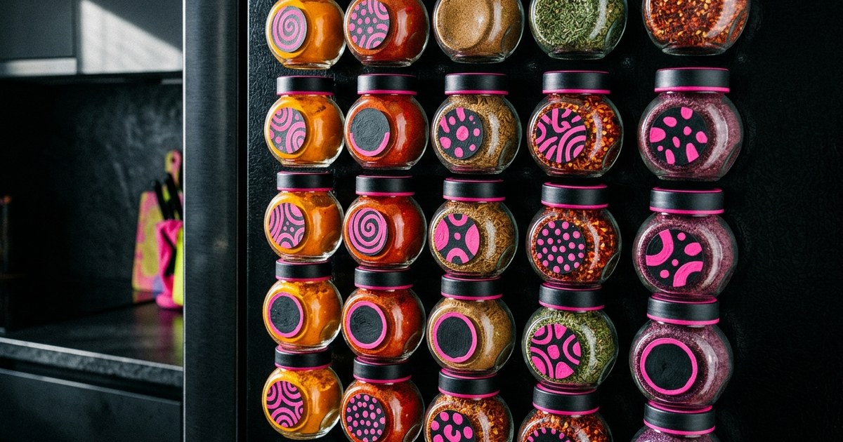 This tiny magnetic spice jar system sticks to your fridge and I cannot explain how much I love it